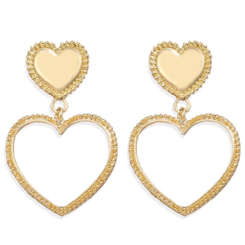 *CORALENA* Gold Heart Shaped Fashion Earrings
